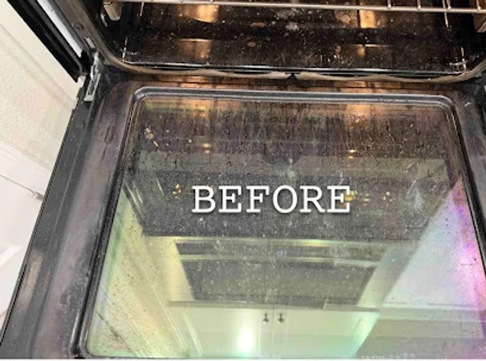 Oven interior before a specialized deep clean
